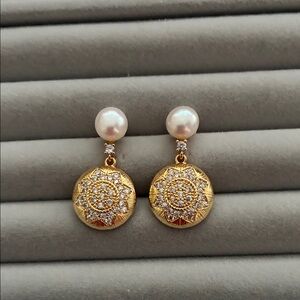 Gold Pearl Earrings | Sterling Silver Posts | Christmas Gift for Her